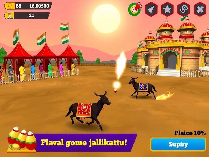 Pongal Power Play game screenshot showing festival celebrations